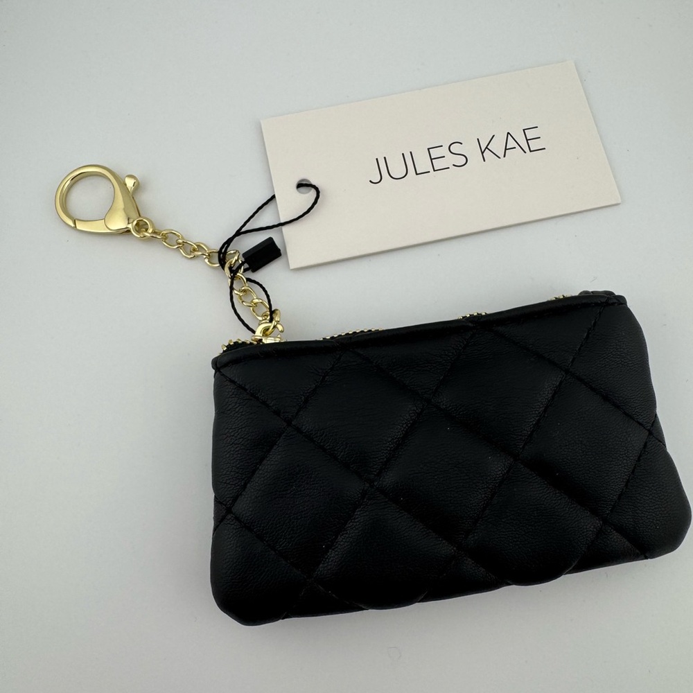 Jules Kae Credit Card Holder Black Puffer Key Chain NWT